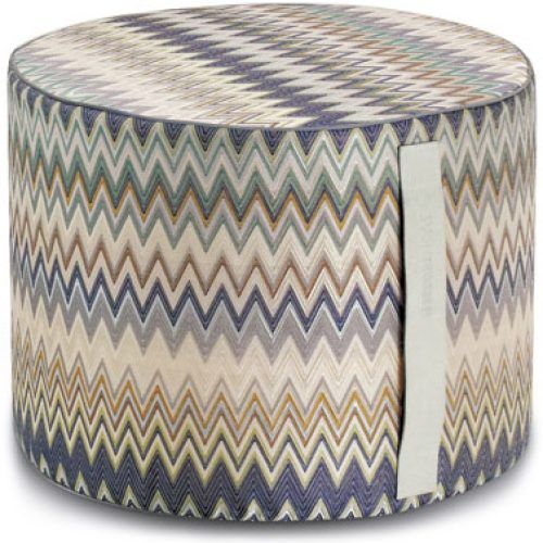 Gray And Beige Trellis Cylinder Pouf Ottomans (Photo 5 of 20)