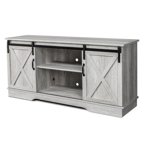 Modern Farmhouse Style 58" Tv Stands With Sliding Barn Door (Photo 17 of 20)