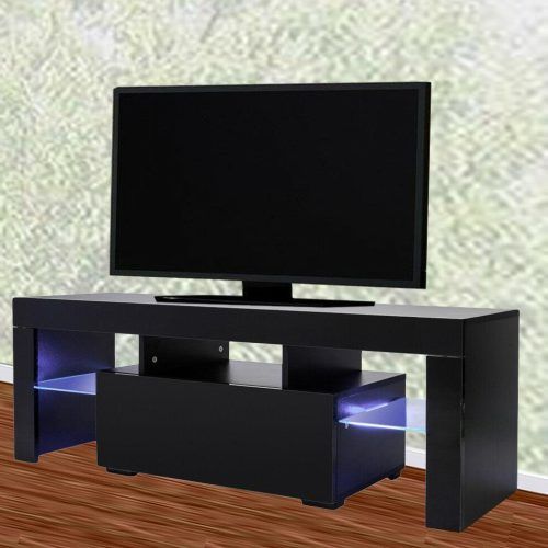 Ktaxon Modern High Gloss Tv Stands With Led Drawer And Shelves (Photo 9 of 20)