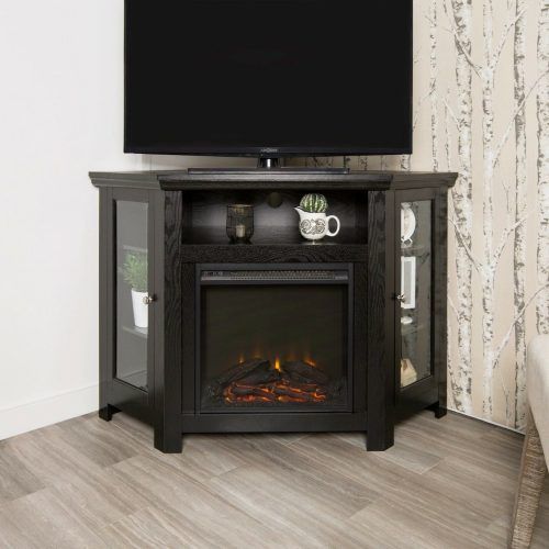Wood Corner Storage Console Tv Stands For Tvs Up To 55" White (Photo 17 of 20)