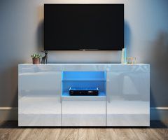 20 Photos Tv Stands Cabinet Media Console Shelves 2 Drawers with Led Light