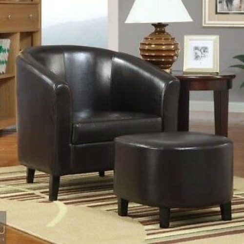 Faux Leather Barrel Chair And Ottoman Sets (Photo 2 of 20)