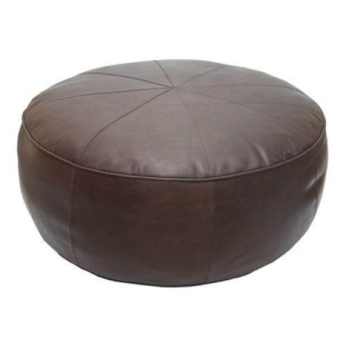 Weathered Gold Leather Hide Pouf Ottomans (Photo 5 of 20)
