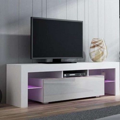 White High Gloss Tv Stands Unit Cabinet (Photo 4 of 15)
