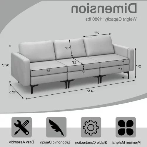 3 Seat L-Shape Sofa Couches With 2 Usb Ports (Photo 8 of 20)