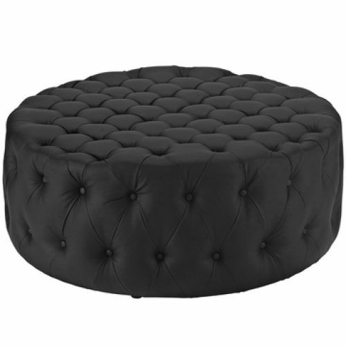 Black Faux Leather Tufted Ottomans (Photo 9 of 20)