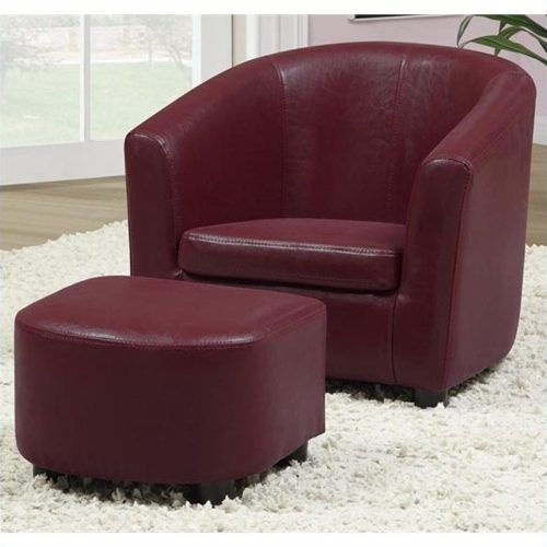 Faux Leather Barrel Chair And Ottoman Sets (Photo 18 of 20)