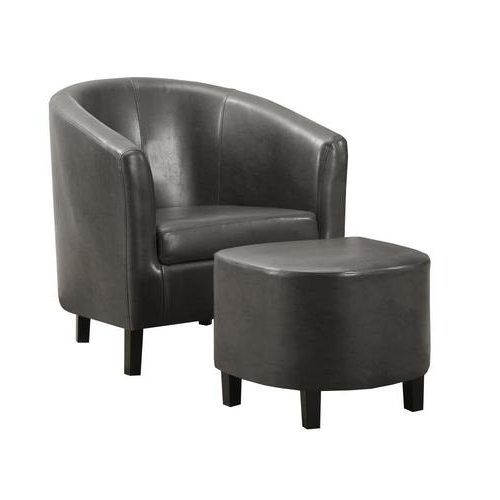 Faux Leather Barrel Chair And Ottoman Sets (Photo 15 of 20)