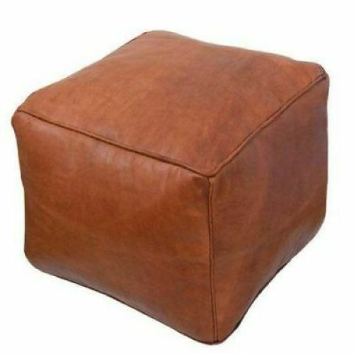Small White Hide Leather Ottomans (Photo 11 of 20)