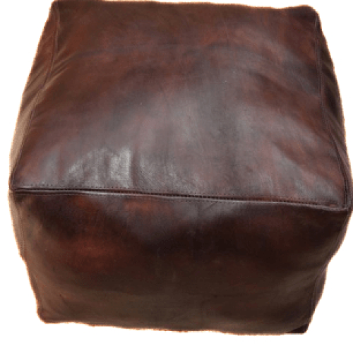 Brown Leather Round Pouf Ottomans (Photo 20 of 20)