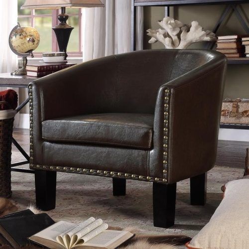 Faux Leather Barrel Chairs (Photo 5 of 20)