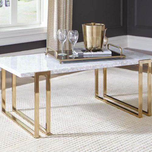 Antiqued Gold Rectangular Coffee Tables (Photo 11 of 20)