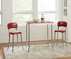 2024 Best of Bate Red Retro 3 Piece Dining Sets