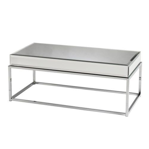 Contemporary Chrome Glass Top And Mirror Shelf Coffee Tables (Photo 11 of 20)