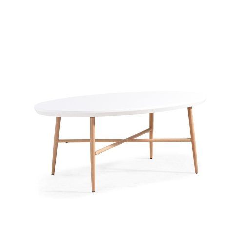 Handy Living Miami White Oval Coffee Tables With Brown Metal Legs (Photo 15 of 20)