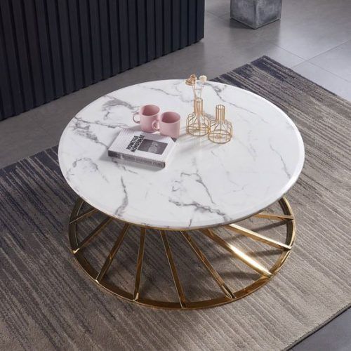 White Marble Gold Metal Coffee Tables (Photo 19 of 20)