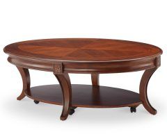 2024 Latest Winslet Cherry Finish Wood Oval Coffee Tables with Casters