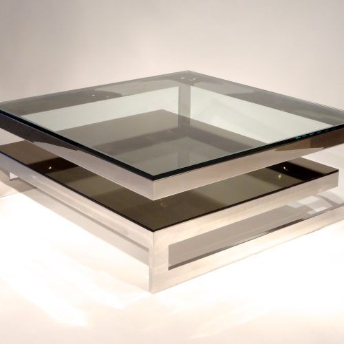 Contemporary Chrome Glass Top And Mirror Shelf Coffee Tables (Photo 6 of 20)