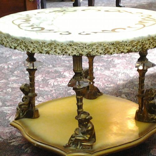 Antique Brass Aluminum Round Coffee Tables (Photo 17 of 20)