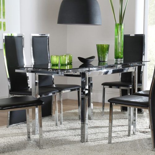 Round Black Glass Dining Tables And 4 Chairs (Photo 11 of 20)