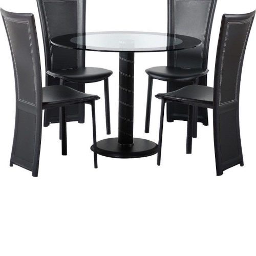 Round Black Glass Dining Tables And 4 Chairs (Photo 6 of 20)