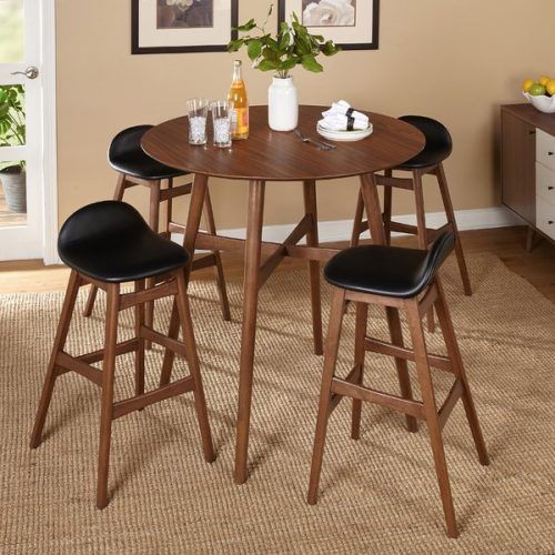 Jaxon 5 Piece Extension Counter Sets With Fabric Stools (Photo 18 of 20)