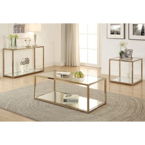 Contemporary Chrome Glass Top And Mirror Shelf Coffee Tables (Photo 3 of 20)