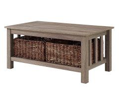 20 Inspirations Rustic Coffee Tables with Wicker Storage Baskets