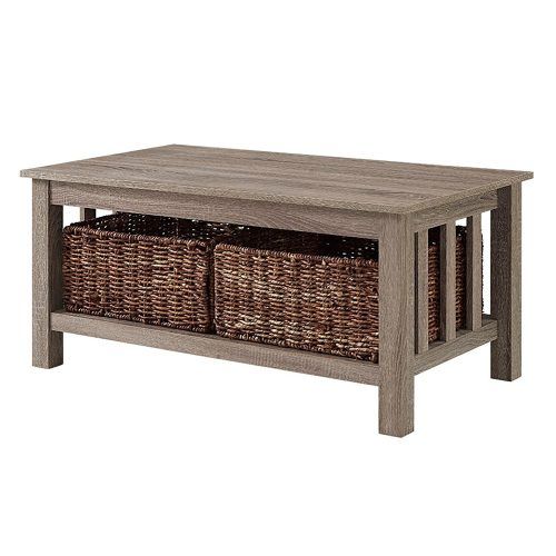 Rustic Coffee Tables With Wicker Storage Baskets (Photo 1 of 20)