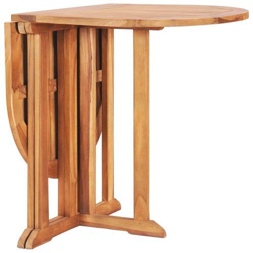 Aulbrey Butterfly Leaf Teak Solid Wood Trestle Dining Tables (Photo 6 of 20)