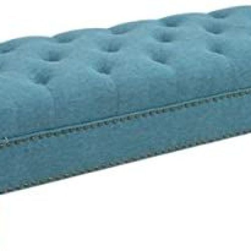 Linen Fabric Tufted Surfboard Ottomans (Photo 17 of 20)