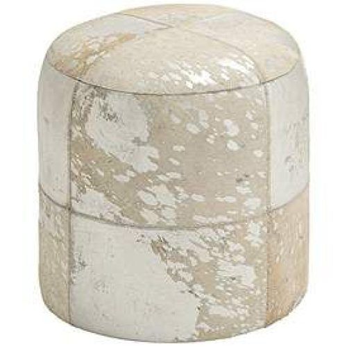 Weathered Silver Leather Hide Pouf Ottomans (Photo 18 of 20)