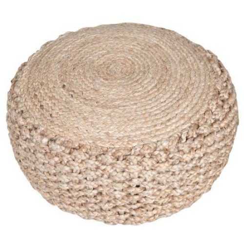 Natural Beige And White Cylinder Pouf Ottomans (Photo 5 of 20)