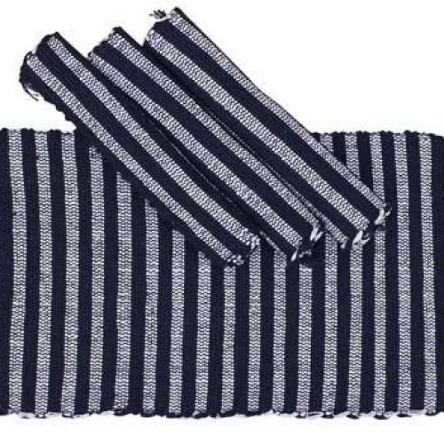 Navy Blue And White Striped Ottomans (Photo 8 of 20)