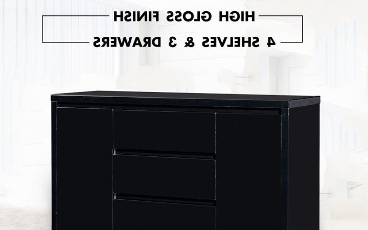 2024 Latest 3-drawer Black Storage Buffets