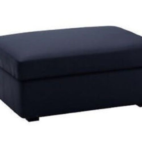Dark Blue And Navy Cotton Pouf Ottomans (Photo 1 of 20)