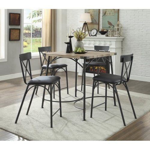 Caira Black 5 Piece Round Dining Sets With Upholstered Side Chairs (Photo 1 of 20)