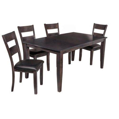 Adan 5 Piece Solid Wood Dining Sets (Set Of 5) (Photo 3 of 20)