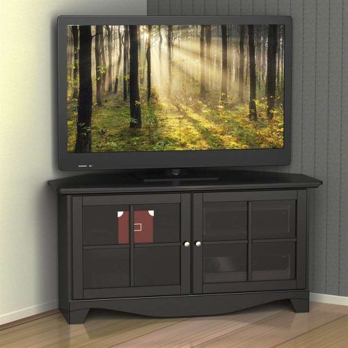Black Corner Tv Cabinets With Glass Doors (Photo 4 of 20)