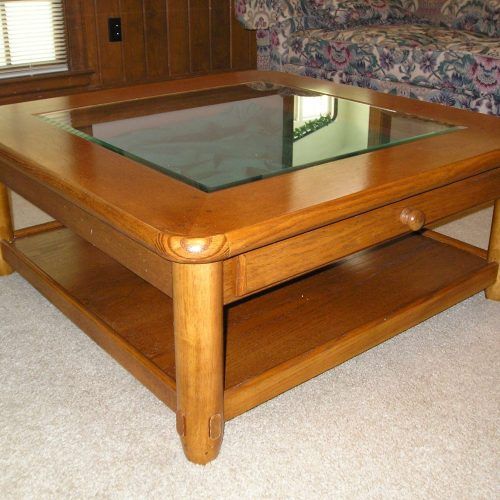 Oak Coffee Table With Glass Top (Photo 1 of 20)