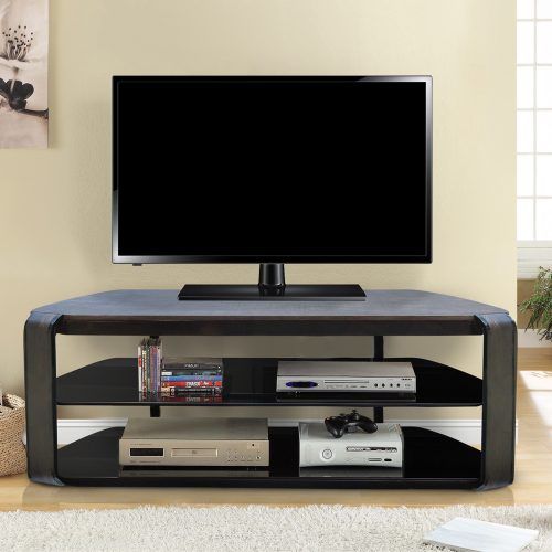 Modern Mobile Rolling Tv Stands With Metal Shelf Black Finish (Photo 15 of 20)