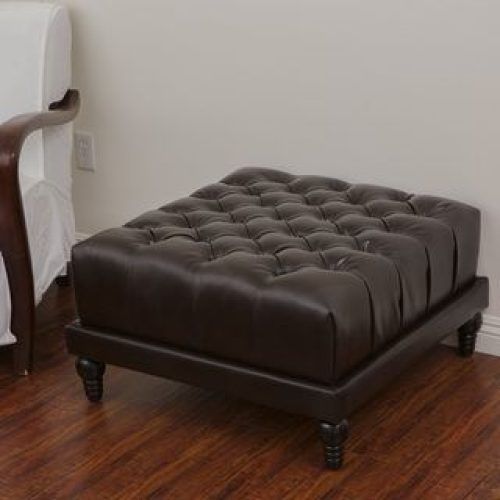 Black Faux Leather Column Tufted Ottomans (Photo 7 of 20)