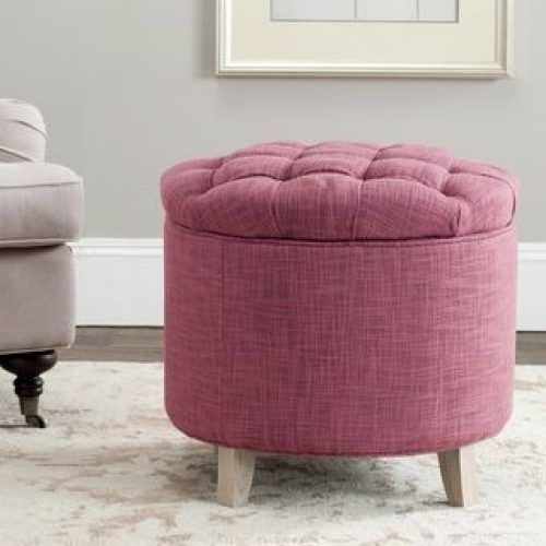 Pink Champagne Tufted Fabric Ottomans (Photo 10 of 20)