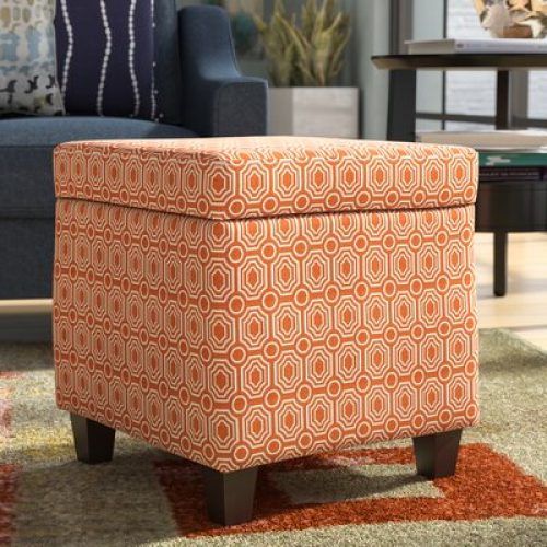 Red Fabric Square Storage Ottomans With Pillows (Photo 15 of 20)