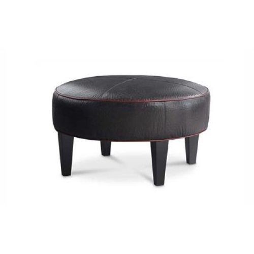 Brown Leather Round Pouf Ottomans (Photo 15 of 20)