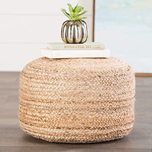 Natural Solid Cylinder Pouf Ottomans (Photo 6 of 20)