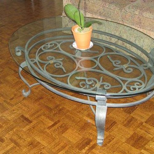Oval Aged Black Iron Coffee Tables (Photo 3 of 20)