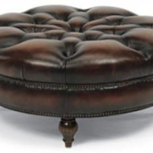 Black Leather And Gray Canvas Pouf Ottomans (Photo 10 of 20)