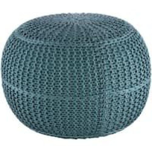 Cream Cotton Knitted Pouf Ottomans (Photo 10 of 20)