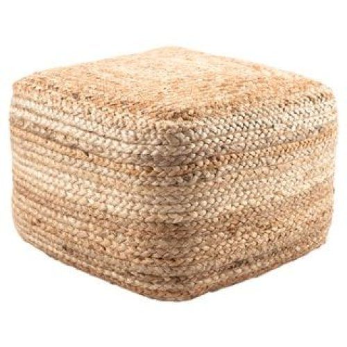 Natural Beige And White Cylinder Pouf Ottomans (Photo 3 of 20)